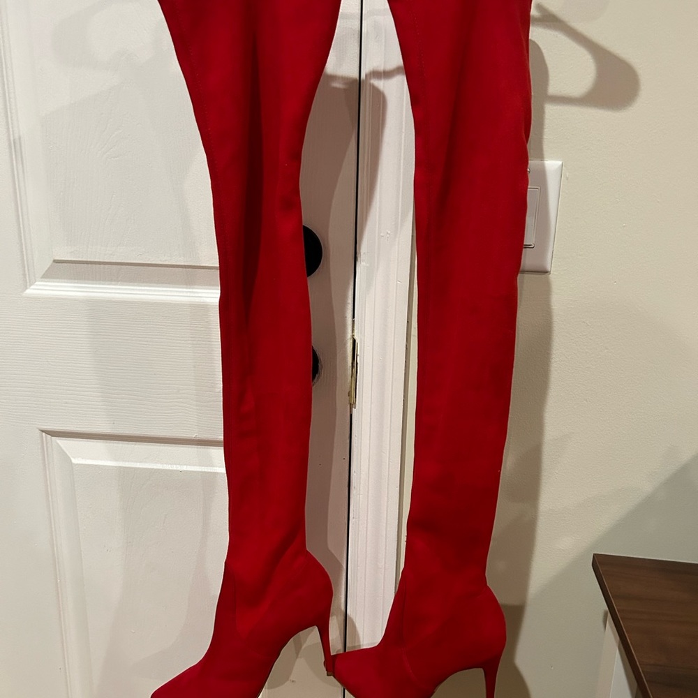Women’s thigh high stiletto suede boots